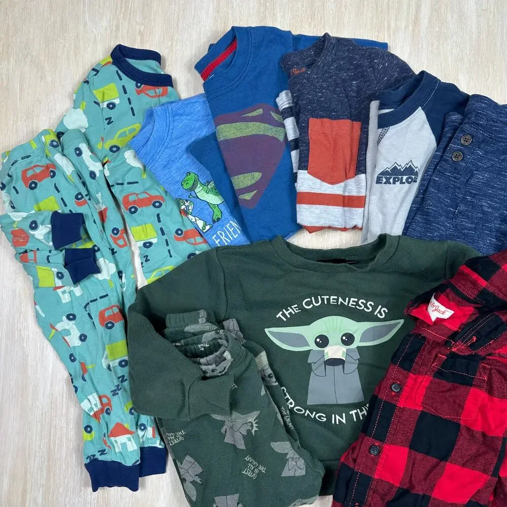 2T Toddler Boy Lot 14 Piece Disney Star Wars Cat & Jack Carter's Pajamas Shorts